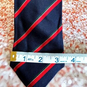 J. Blades & Co. Tie Navy Blue Red Green Striped‎ Silk Made By Hand Mens